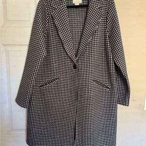 Cynthia Rowley Black and White Checkered 3/4 Length Coat